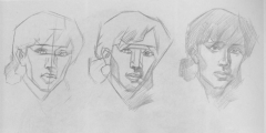 素描头像中的女性面部结构有哪些特征？