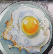 美术色彩水粉打碎的鸡蛋怎么画？